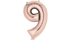 Balon Foliowy Cyfra 9 RÓŻOWE ZŁOTO / ROSE GOLD 100 cm HEL na Urodziny