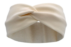 Opaska damska turban na uszy bawełna ecru 48/56
