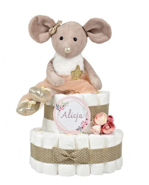 DUŻY piękny tort z pampersów pieluch WITAJ NA ŚWIECIE prezent narodziny