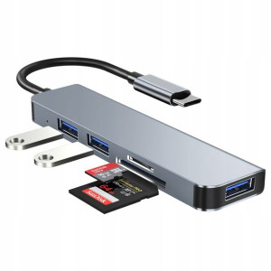 Hub Adapter USB C Usb 3.0 Czytnik SD TF  5w1