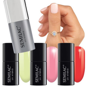 Zestaw Semilac 3+1 lakiery hybrydowe + Care Base Sensitive GRATIS
