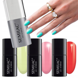 Zestaw Semilac 3+1 lakiery hybrydowe + Top No Wipe Mat Stone Effec GRATIS