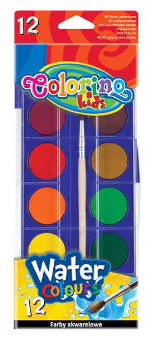 Farby akwarelowe 12 kolorów duża pastylka Colorino