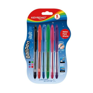 Długopis klasyczny 0,7mm 6szt blister mix kolorów KEYROAD Ball Pen Soft Jet