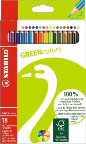 Kredka drewniana STABILO GREENcolors etui 18 szt. FSC 6019/2-191
