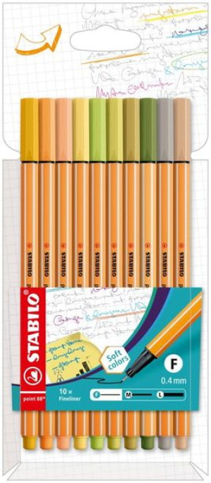 Cienkopisy STABILO point 88 etui kartonowe 10 szt. (nowe kolory 2022) 8810-