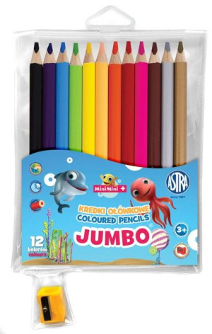 Kredki ołówkowe Jumbo okrągłe 12 kolorów + temperówka Mini Minii 312221009