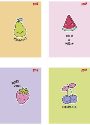 Zeszyt A5 32k linia podwójna dwukolorowa laminowany FUNNY FRUITS z lakierem