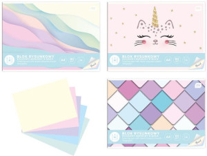 Blok A4 rysunkowy kolorowy 80g BWM pastel p10 INTERDRUK mix cena za 1szt