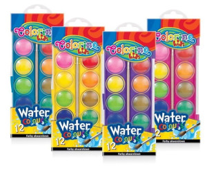 Farby akwarelowe 12 kolorów mała pastylka COLORINO Kids 41508PTR