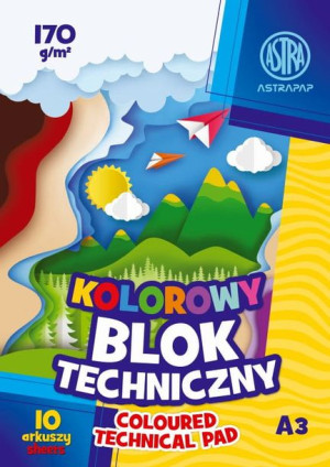 Blok kolorowy barwiony w masie ASTRAPAP A3 80g 15 ark