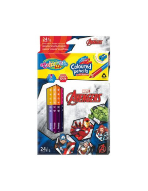 Kredki ołówkowe 24 kolory + temperówka Avengers
