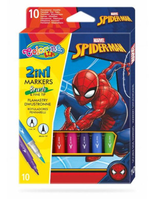 Flamastry dwustronne 10 kolorów Spiderman