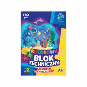 Blok A4 kolorowy barwiony w masie ASTRAPAP 170g 10 ark