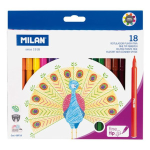Flamastry z cienką końcowką 18 kolorów 06F18 MILAN