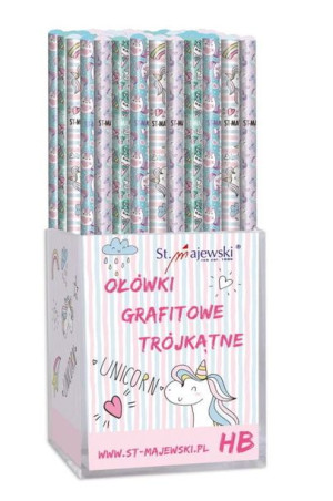 Ołówek trójkątny HB Unicorn Jednorożec mix p72 Cena za 1szt