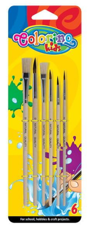 Pędzelki szkolne 6 sztuk - Colorino Kids