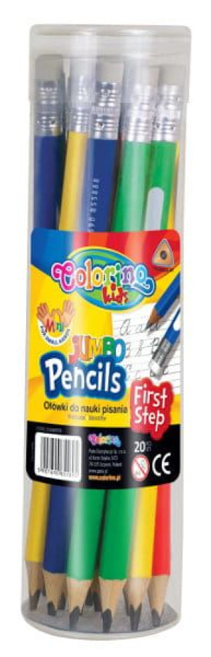 Ołówek trójkątny z gumką Jumbo do nauki pisania p20 tuba Colorino Kids 5588