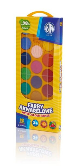 Farby akwarelowe 18 kolorów 23,5mm ASTRA