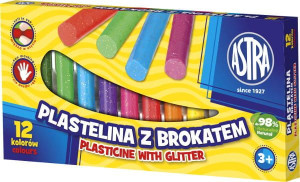 Plastelina 12 kolorów brokatowa ASTRA
