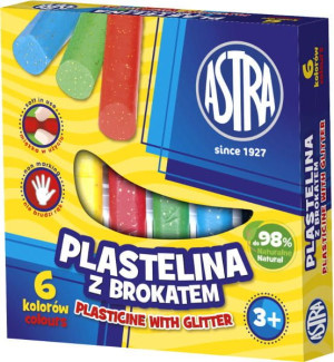 Plastelina 6kol brokatowa  ASTRA