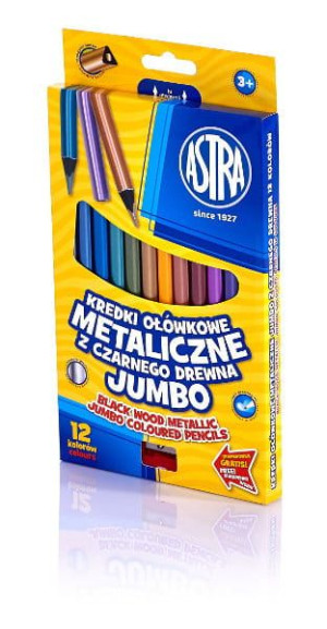Kredki ołówkowe Jumbo 12 kolorów metalik ASTRA