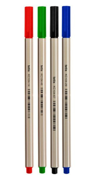 Cienkopis heksagon 0.7mm 4kol TETIS