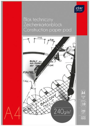 Blok techniczny A4 10k 240g Premium p10 INTERDRUK mix cena za 1szt