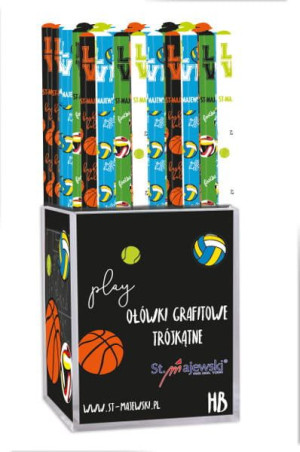 PROMO Ołówek trójkątny HB BALLS tuba mix 72szt MAJEWSKI  cena za 1szt
