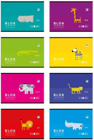 Blok techniczny A4 10k p10 B&B KIDS INTERDRUK mix cena za 1 szt