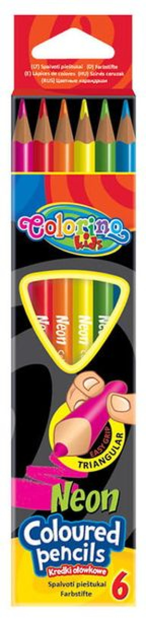 Kredki ołówkowe neonowe 6 sztuk - Colorino Kids