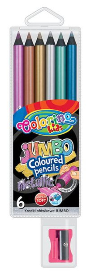 Kredki 6kol JUMBO metalic w etui COLORINO 34661
