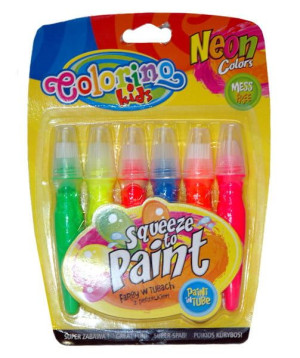 Farby w tubach z pędzelkiem 6kol neon COLORINO