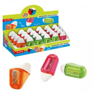Temperówka plastikowa pojemnik+gumka p24 STARPAK mix cena za 1szt