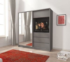 Szafa przesuwna TV 200 cm z lustrem