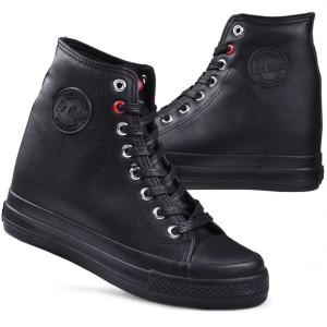 Buty Damskie Lee Cooper Trampki koturn czarne (LCJ-21-48-0704) - 38