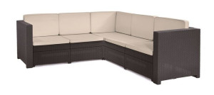 Ogrodowa rattanowa sofa   szaro-brązowe poduszki