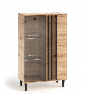 Witryna z półkami LOFT lamele Dąb Artisan LEO 2