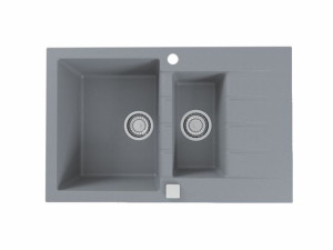 ALVEUS CADIT 70 Zlewozmywak prostokątny 2-komorowy 79x50cm, szary 1131360