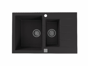 ALVEUS CADIT 70 Zlewozmywak prostokątny 2-komorowy 79x50cm, czarny 1131361