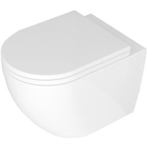 REA CARLO MINI BASIC RIML miska wisząca 48x37cm z deską w/op biała