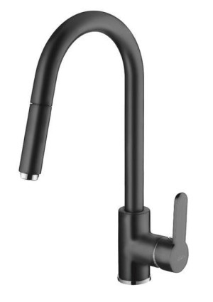 INVENA ELIA bateria zlewozmywakowa z wyciąganą wylewką czarna BZ-89-W04