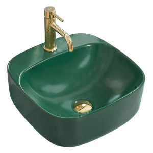 REA LUIZA42 GREEN MAT umywalka nablatowa 42X42cm ceramiczna zieleń matowa