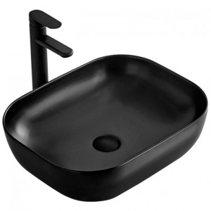 REA BELINDA BLACK MAT umywalka nablatowa 46x33cm ceramiczna czarna mat