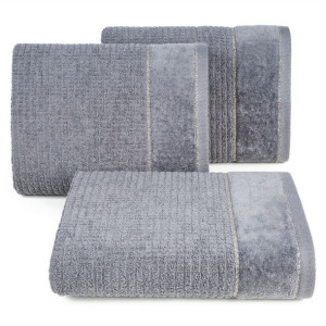 Ręcznik frotte z welurową bordiurą GLORY 50X90 stalowy