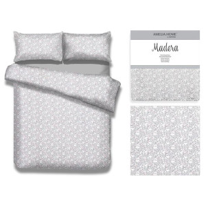 AmeliaHome Pościel bawełna LOVELYMORNING 200X200 + 80X80*2 szara