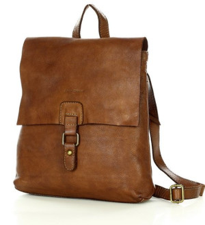 Plecak skórzany minimalizm old look leather backpack - MARCO MAZZINI czekol