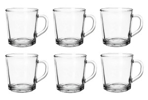 Kubek szklany gładki szklanka z uchem EDIT 250 ml 6 sztuk do kawy herbaty