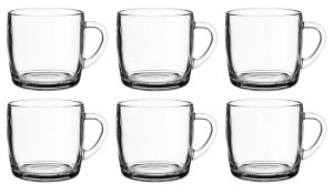 Kubek szklany szklanka z uchem RENEE 310 ml komplet 6 sztuk do kawy herbaty
