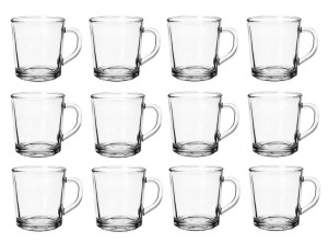 Kubek szklany gładki szklanka z uchem EDIT 250 ml 12 sztuk do kawy herbaty